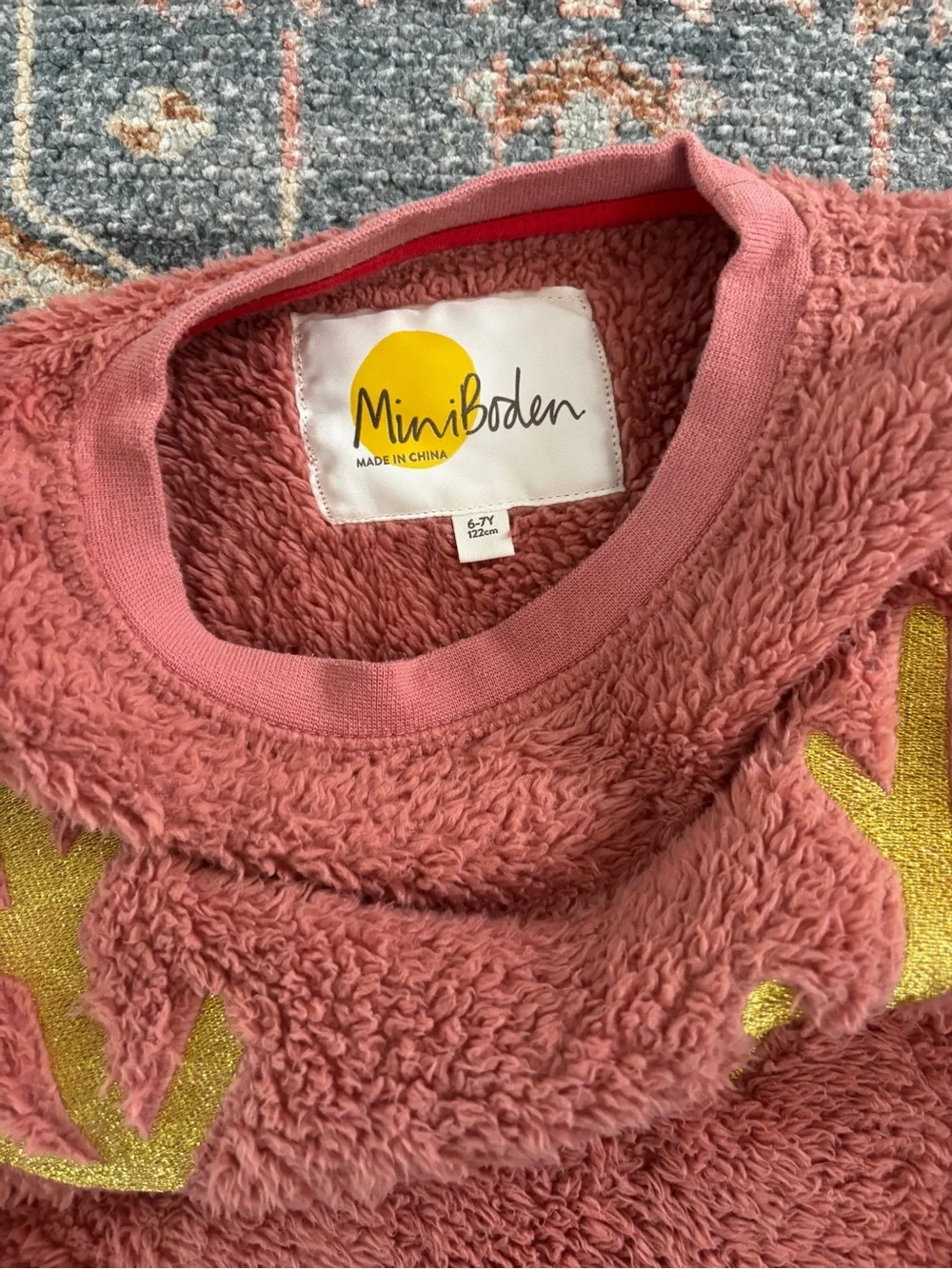 Mini Boden Girls Reindeer Fleece Pullover Sweater size 6/7